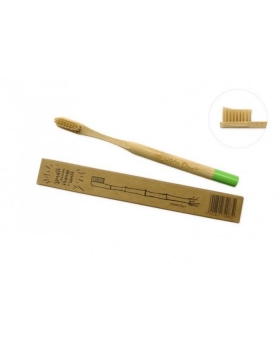 Bambusowa szczoteczka do zębów Mohani - zielona, włosie miękkie, profilowane